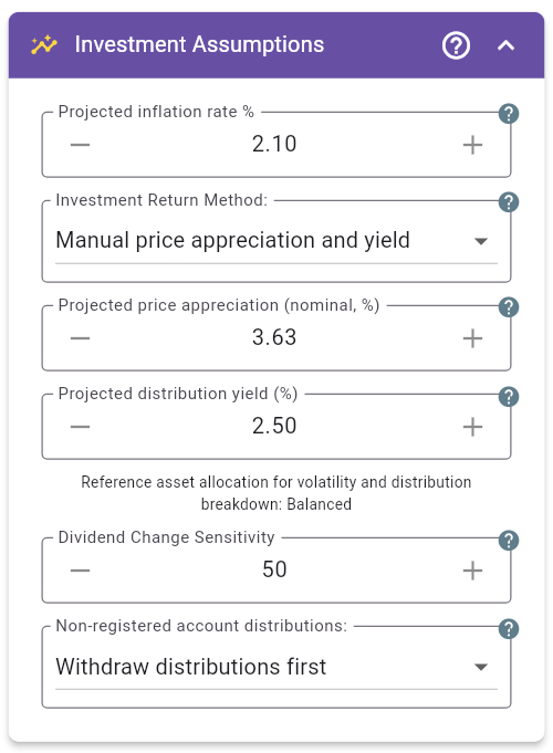 Investment Assumptions - Manual price appreciation and yield