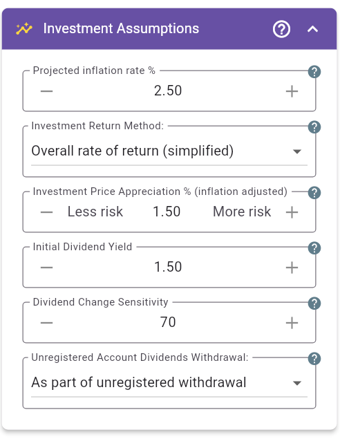 Investment Assumptions - Simplified Method